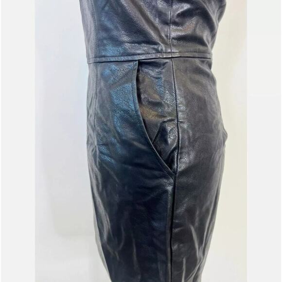 Nonchalant Dixie Mini Dress in Black Large Faux Leather Strapless Lined Party - Picture 5 of 5